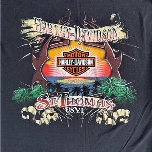 Harley-Davidson Black Short Sleeve Tee from St.Thomas USVI with Tropical Design